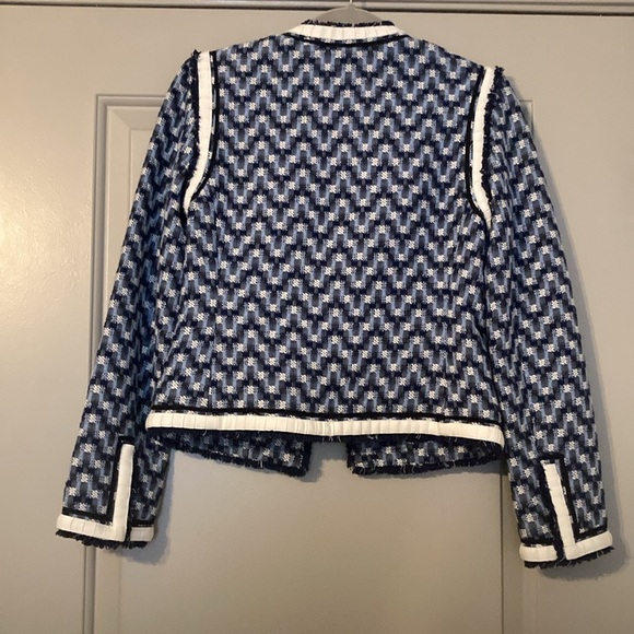 Tory Burch Justine Tweed Navy/White Jacket| Size 0 - Picture 8 of 11